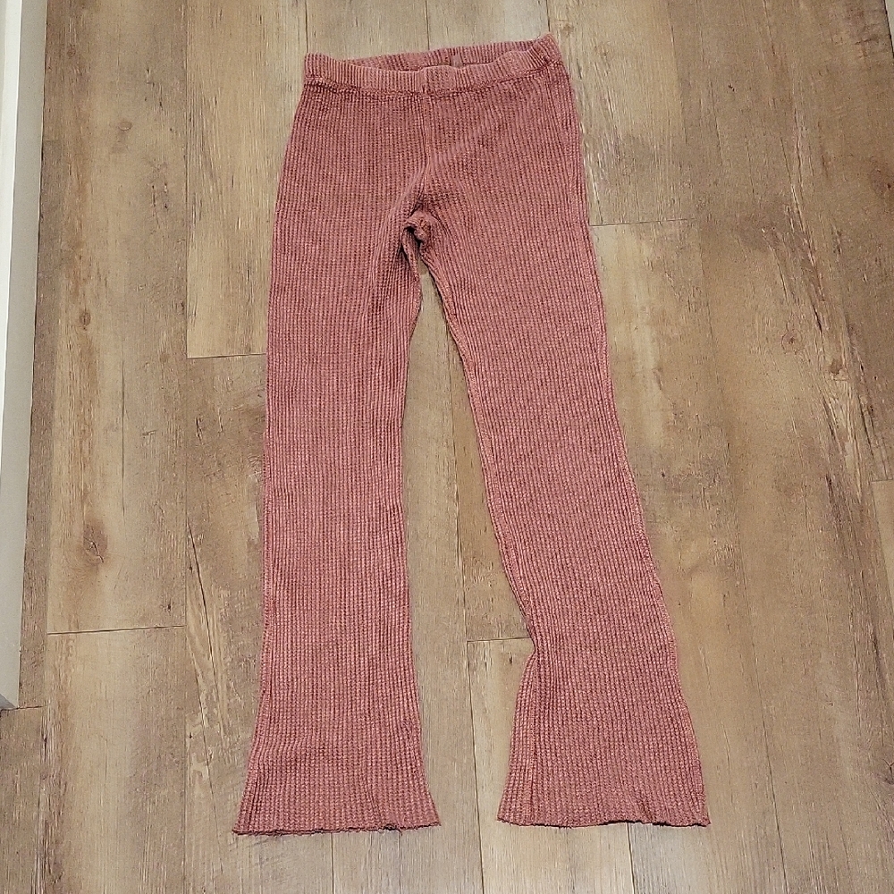 Ribbed Pink Flare Pants